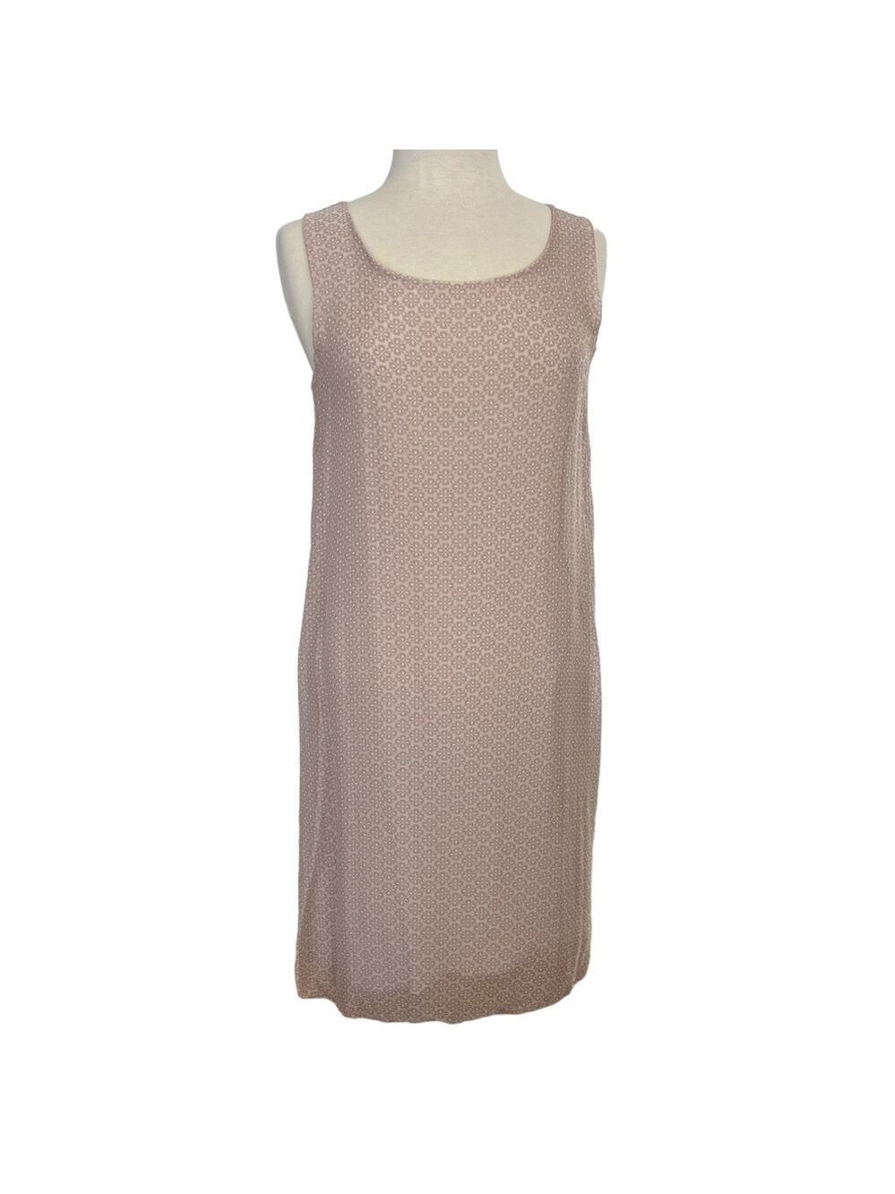 M Made in Italy 70% silk dress flowy beige baby pink sleeveless round neck small